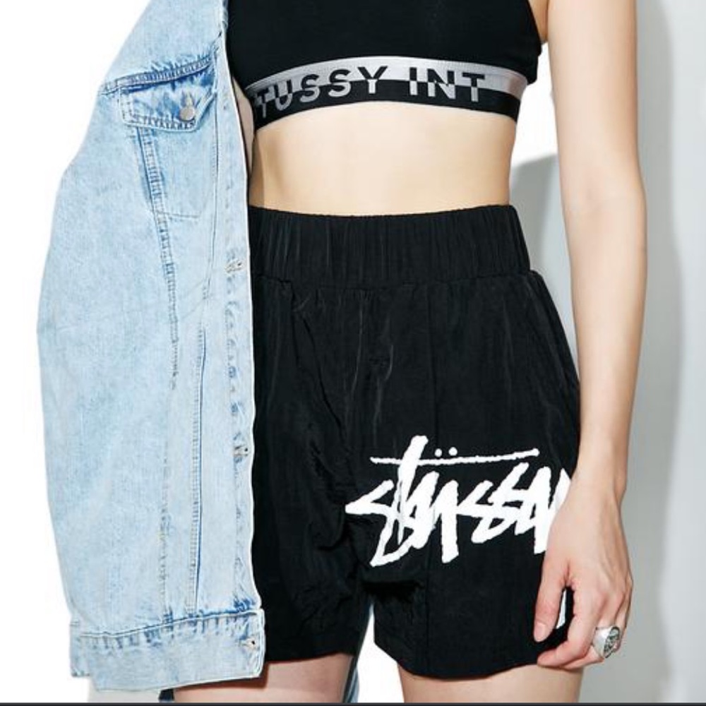 Stussy Euclid boxer shorts nylon high rise shorts black